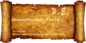 Wasserburger Ervin névjegykártya